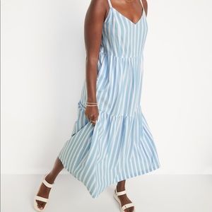 Old Navy tiered printed maxi swing dress NWT size M